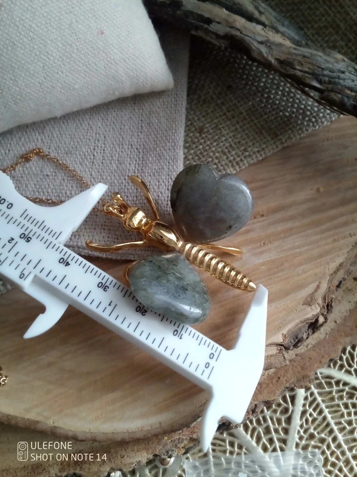 Collier papillon ailes en pierres de labradorite naturelle – photo 2